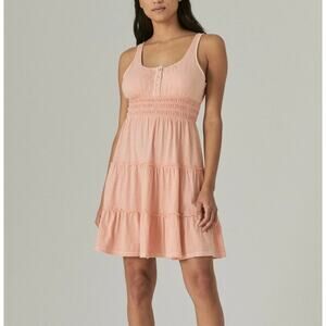 🔥Lucky Brand Beach Peach Tiered Knit Pullover Dress Size Small